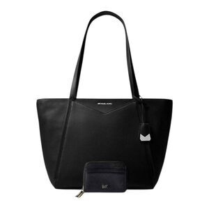 MICHAEL KORS Whitney Large Black Pebbled Leather Tote & Wallet Set